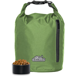 Сумка для корму для собак Callieco з мірною ложкою та кишенею на блискавці, водонепроникний контейнер для дому, подорожей, кемпінгу, перельоту та іншого (Зелений, 32 порції)