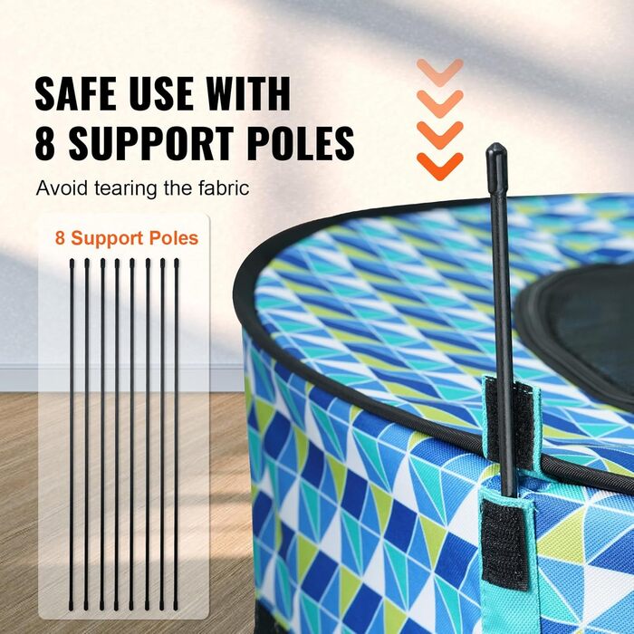 Вольєр для цуценят VEVOR розкладний, 812 x 609 x 558 мм, з мискою, 600D Oxford, для собак та інших тварин, блакитний