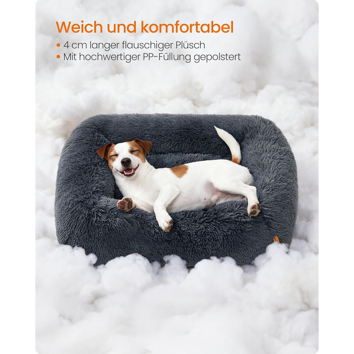 Крісло-ліжко для собак Feandrea, велике, 120 x 85 x 23 см, кошик для собак, м'яке ущільнення, диван для собак, підняті бортики, знімний та пральний чохол, антиковзаюче, Ombré сірий PGW274GA01