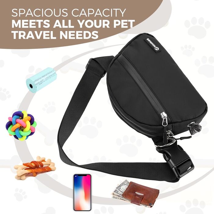 Сумка для дресирування собак Leckerlibeutel, з невеликим кишеньковим мішечком, вбудованим диспенсером для пакетів та тримачем для собачих екскрементів, кремового кольору (чорний)