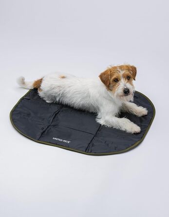 Килимок для собак Lazy Dog Mat від United Pets – портативне, складне ліжко для собак, ідеально підходить для ресторанів та подорожей. Легкий килимок для собак, чорно-зелений, універсальний розмір