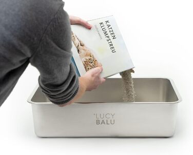LucyBalu® STEELOO відкрита котяча туалетна коробка з нержавіючої сталі XXL – без запаху, сучасна hop-in кішкова туалетна ванна без кришки