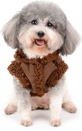 Зунеа Зимовий теплий одяг для собак - тепла куртка для маленьких собак, флісова жилетка для цуценят, теплий одяг для чихуахуа та йоркширських тер'єрів (L, коричневий)