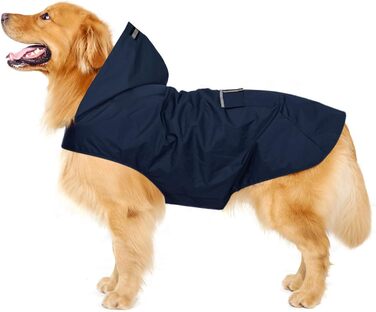 Дощовик для собак Zellar Hunderegenmantel з капюшоном, отвором для коміра та світловідбиваючими смугами, ультралегкий, дихаючий, 100% водонепроникний, синій, 6XL