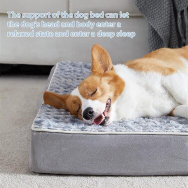 Ортопедичне собаче ліжко WNPETHOME великого розміру, 107 x 76 x 10 см, сіре, з ефектом пам'яті, м'який плюш, знімний