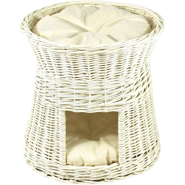 Кігтеточка-будиночок для котів, 50 см, з подушкою, з плетеної лози, двоярусна, для дому