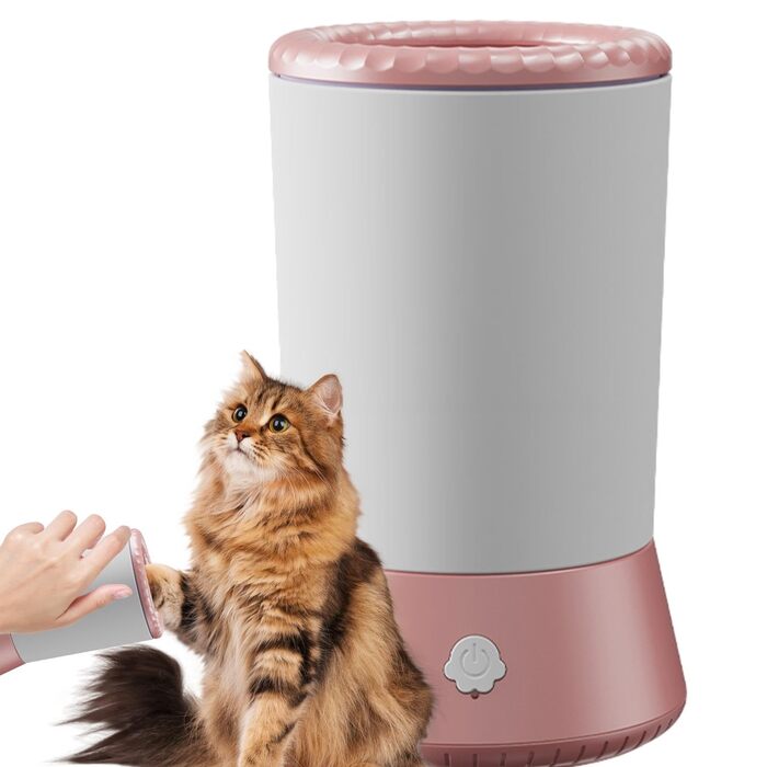 Автоматичний мийка лап для собак - мийка лап, перезаряджувана через USB | Засіб для чищення маленьких, середніх та великих собак, котів Білий Рожевий