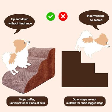 Сходинки для собак Galatée: міцні, з антиковзким покриттям, 3 сходинки для високих ліжок та диванів. Підходять для травмованих, літніх собак та котів (блакитний)