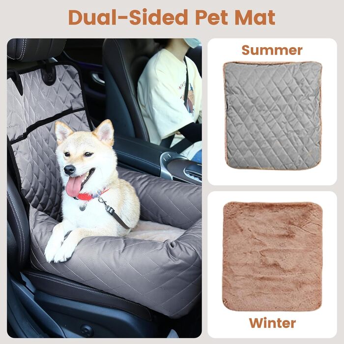 Крісло-підвищення для собак у машину 2 в 1 з підстилкою та ременем безпеки (Сірий, M)