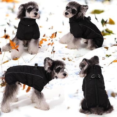Зимовий теплий одяг для собак середніх порід: тепла жилетка з флісу, водонепроникний зимовий костюм, вітрозахисна куртка. Чорний колір.