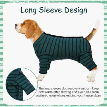 Піжама для собак після операції Kuoser: зручний боді для маленьких та середніх собак та котів (зелений, XS)