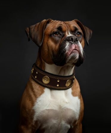 Шкіряний нашийник для собак, 5 см, ручної роботи, преміум якість, для великих та середніх порід, M (53.5-63 см, золотисто-коричневий)