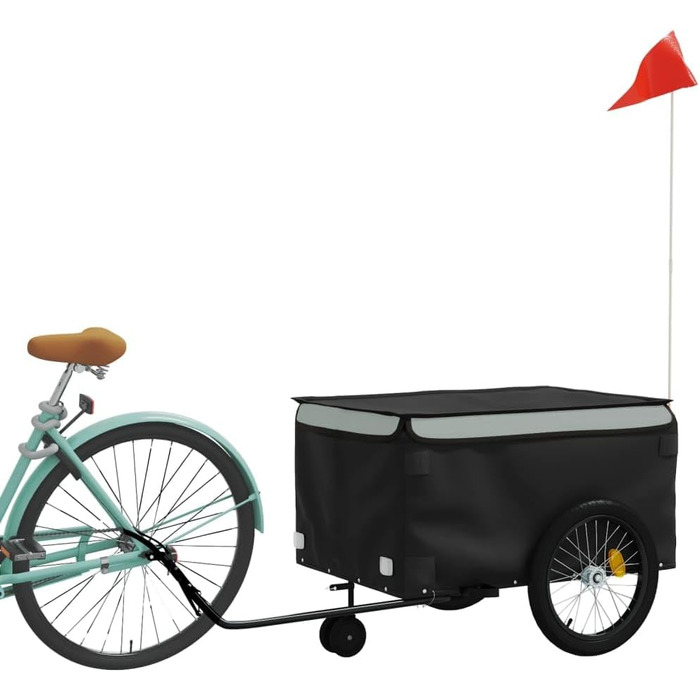 Причіп для велосипеда, причіп для собак, чорний та сірий, 45 кг, для перевезення покупок, компактна упаковка, легка збірка