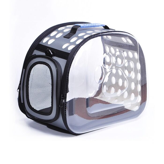 Транспортна переноска для собак та котів, складана, з сіткою, для подорожей, сірого кольору, розмір Small