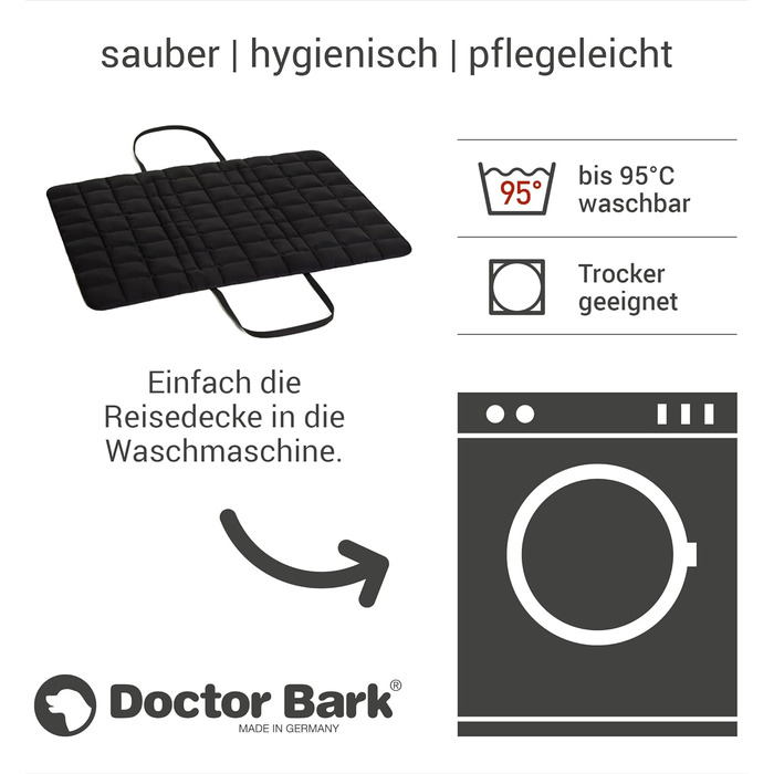 Сумка для подорожей з собакою Doctor Bark, ковдра, підходить для алергіків, 95°C, чорний, розмір L