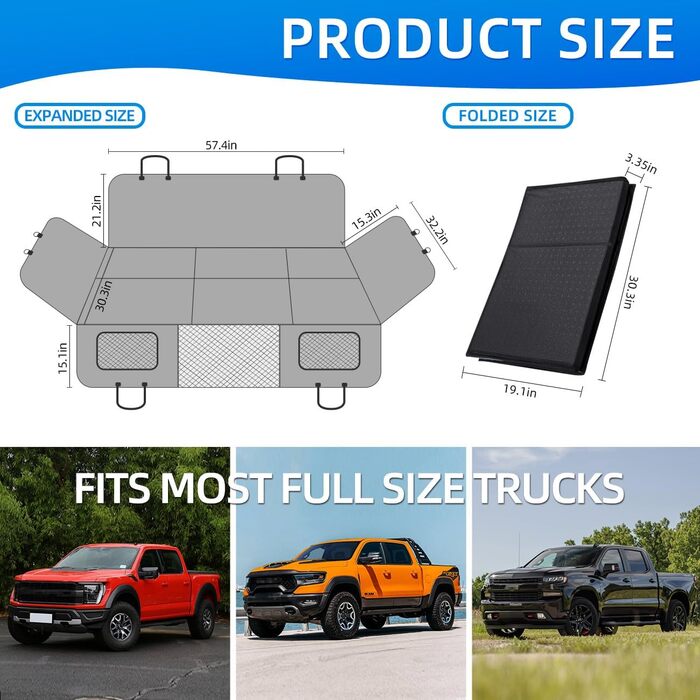 Накладка на сидіння для собак у вантажівці, подовжувач заднього сидіння, гамак для собак у вантажівці, жорстка накладка для собак, чохли на сидіння для собак, накладка на сидіння для F150/RAM1500/Silverado