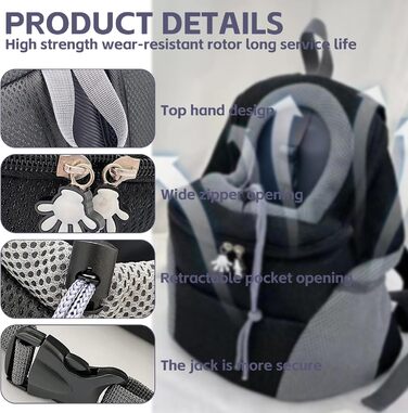 Переносний дихаючий рюкзак для собак та котів, регульований транспортний рюкзак з вікном (Чорний, M)