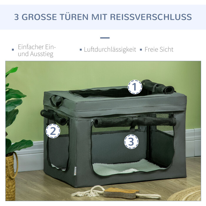 PawHut Dog Bag Box з сітчастим вікном та подушкою, коробка для транспортування кішок Oxford Grey для собак до 4 кг