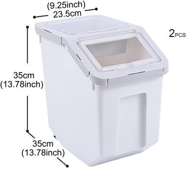 Контейнери для зберігання корму для тварин RUIAN, 2 шт. (сірий, рожевий, зелений) - ємності для сухого корму, зерна, рису, борошна з мірним стаканчиком та лопаткою на коліщатках