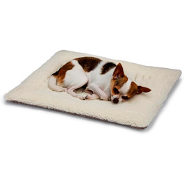 Вовняне ліжко для собак британського виробництва, машинного прання, стегане, з підкладкою-сіткою з твіду, розкішне ліжко для собак X-Small (60 x 45 см), колір пісок / натуральна підкладка X Small 60x45см