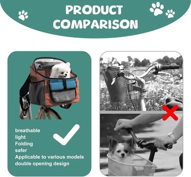 Корзина для собак Yallmie на велосипед, до 5 кг, 3 в 1, оранжева