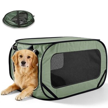 Складана переносна переносна коробка для собак та котів, 94x53x53 см, зелена