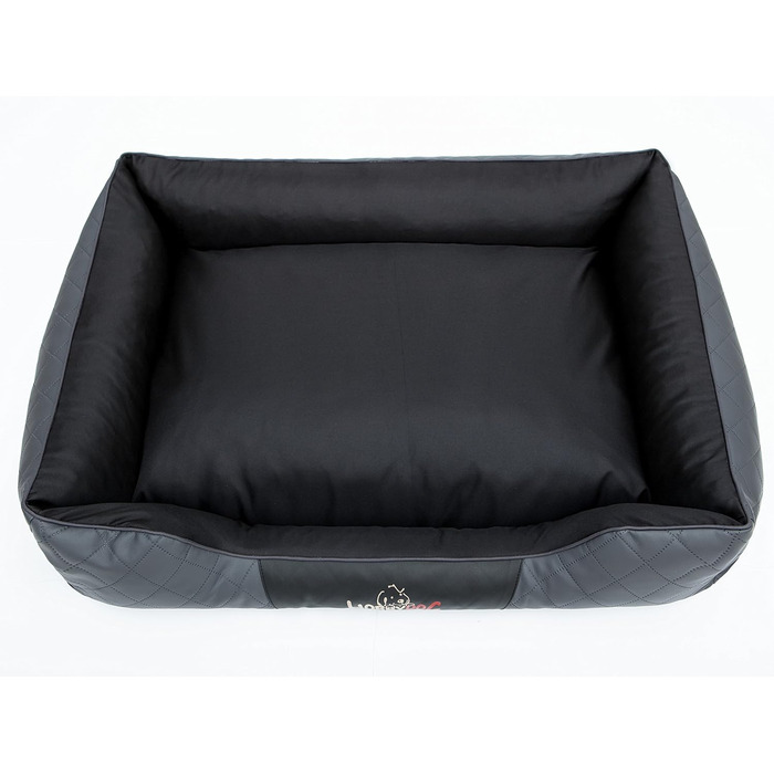 Лежак для собак HobbyDog Cesar Perfect, екошкіра і кодура, графітовий, 65x52x20 см