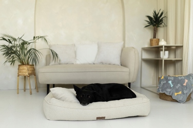 Преміум лежак Boucle Ecru — 60x50 см — для собак та котів (йорк, мальтезе)