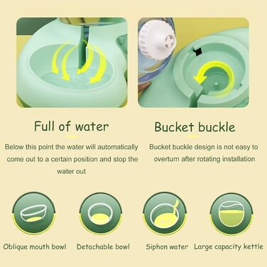 Миска для котів з диспенсером води, миски для котів, піднята годівниця для котів, станція для годування котів, диспенсер для води для котів великої ємності, неслизька миска для котів (зелена)