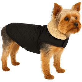 Теплий зимовий одяг для собак Flamingo Bonnie чорного кольору. Розміри: A: 55 см, B: 40–48 см, C: 68–74 см. Преміум-якість, водовідштовхуючий, можна прати при 30°C, на липучці, з плюшевою підкладкою.