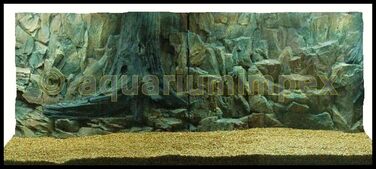 3D фон для акваріума 150x50 см, скеля з коренем, 2 частини