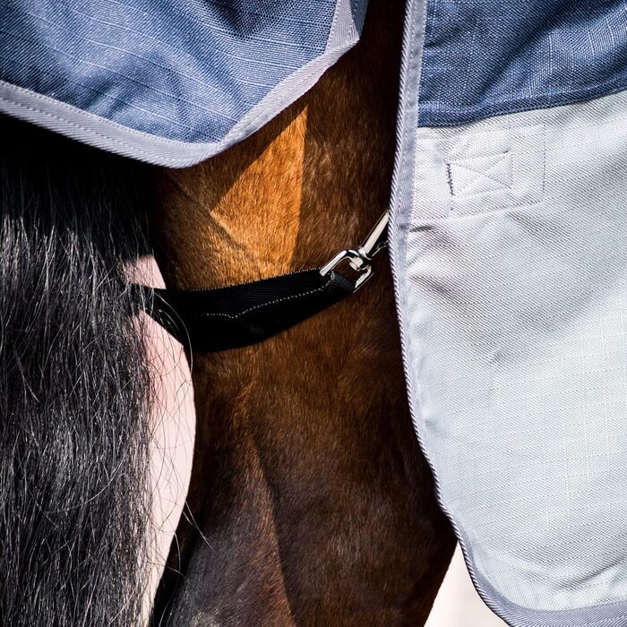 Regendecke eQuitack Winterdecke Turnout 100% Wasserdicht 600D з флісом Highneck, Navy/Grau, 165x165 см