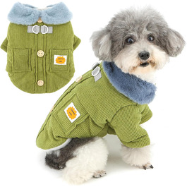 Зунеа Куртка для собак з кордурової тканини, тепла, з флісовою підкладкою, для цуценят, з кільцем D, мила, для холодної погоди, товста, для чихуахуа, зелена, розмір XL