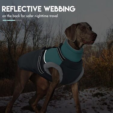 Водонепроникна та вітронепроникна куртка для собак великих порід з інтегрованим шлейкою та флісовою підкладкою, ідеальна для снігу та зими (XXXX-Large, Зелений)