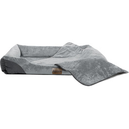 Корзина для собак Normani, ліжко для собак + ковдра, ліжко для домашніх тварин, знімний, пральний до 95°C, підходить для котів та собак, з екологічно чистих матеріалів, сірого кольору, розмір 60x80 см