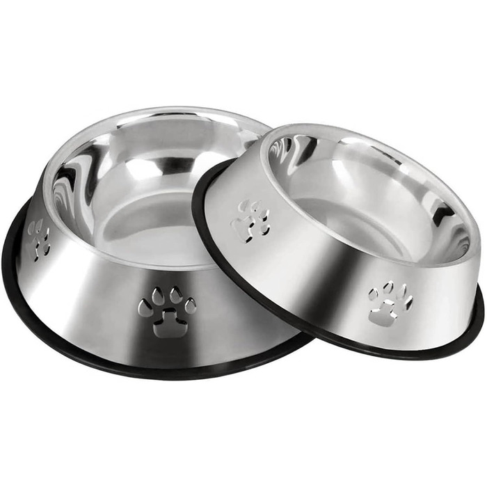 Набір з 2 мисок для собак з нержавіючої сталі, великі та малі, антиковзні, 30 см та 18 см