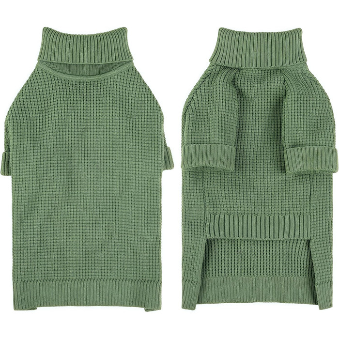 Зелений теплий зимовий пуловер для собак Konvinit, для чихуахуа, такси, бульдога, малих та середніх порід