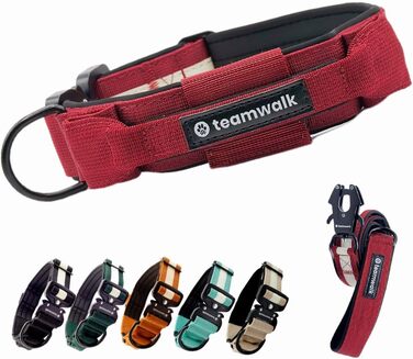 teamwalk® Преміум нашийник для собак з магнітною ручкою, світловідбиваючими смужками, кишенею для AirTag, регульований, м’яка підкладка, міцна застібка, доступний з повідцем, розмір M, полегшений
