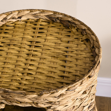 PawHut Scratching Barrel Cat Tower 73см 3 яруси з водяним гіацинтом та сталевою подушкою, світло-коричневий для любителів кішок