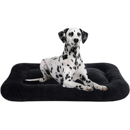 Coohom Fulffy Лежанка для собак, плюш, зручна, неслизька, пральна, для середніх та великих собак (XL, чорний) 104 x 71 x 10 см