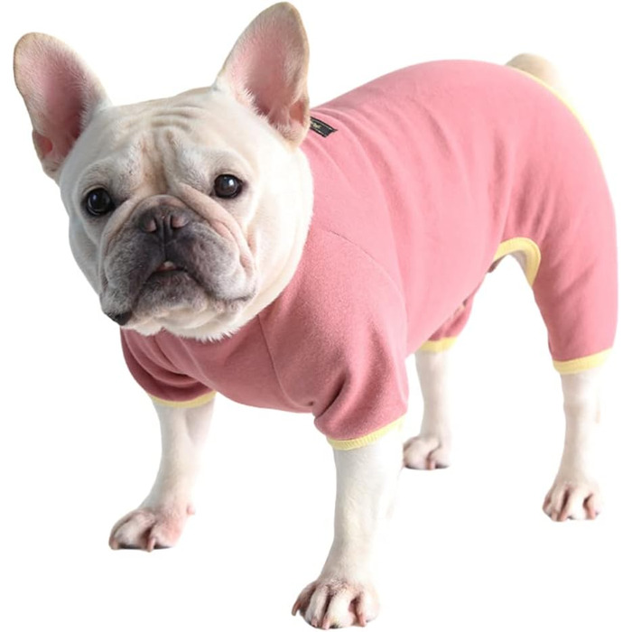 Піжама-комбінезон для собак YRRYGMN: теплий, м'який, для Французького бульдога, цуценят, маленьких та середніх собак (Темно-зелений, X-Large) (Темно-рожевий, XS)