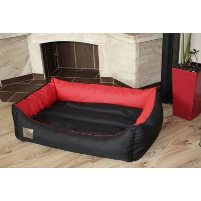 Крісло-лежанка для собак та котів Odol-Plu, 90x60 см, вологостійке, чорно-червоне