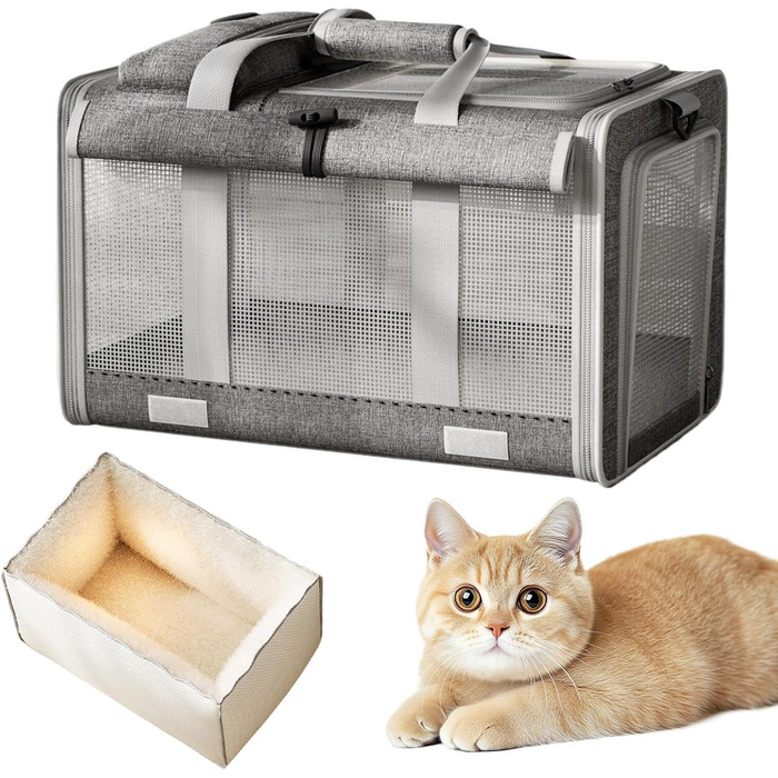 Сумка-переноска для собак та котів, сіра. Ідеальна для подорожей, прогулянок та кемпінгу