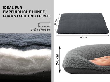 Зручне ліжко для собак та котів Zollner, сіре - 90x67x8 см, з антиковзким покриттям, можна прати до 30°C
