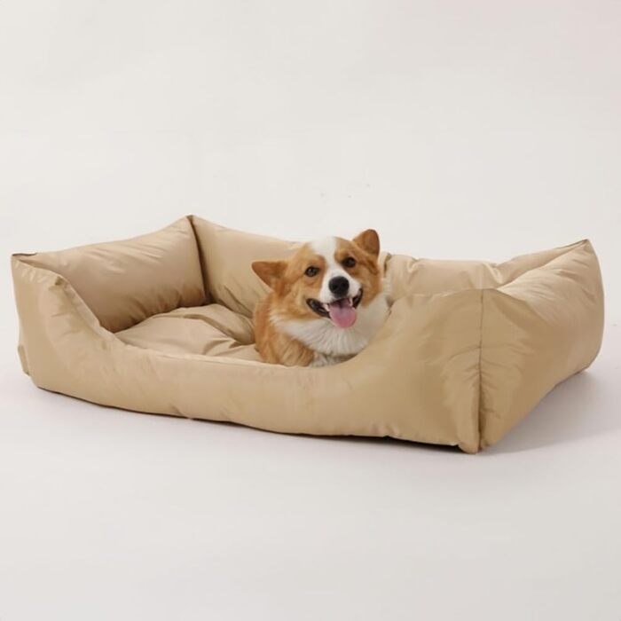 Водонепроникне ліжко для собак M&Catree, прямокутне, м'яке, для собак та котів - L: 60x80x24 см (S: 43x53x21 см, золото)
