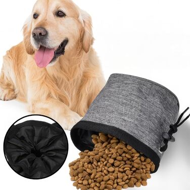 Сумка для корму для собак, сумка для тренувань, сумка для ласощів для собак, багатофункціональна сумка для корму з диспенсером для пакетів для вигулу (сіра)