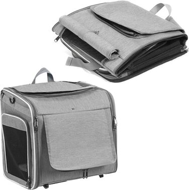 Корзина для велосипеда Luocute для собак, розширювана, м'який переносник для домашніх тварин з фіксацією на кермі та 4 сітчастими віконцями, для маленьких та середніх собак, котів, цуценят до 8 кг (Сірий)