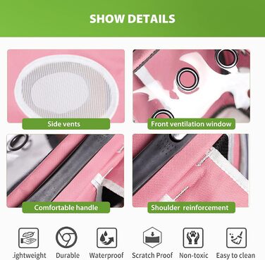 PETCUTE Рюкзак для собак і котів, дихаючий, прозорий, з підкладкою, для подорожей, дозволений авіакомпаніями, рожевий