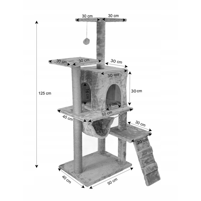 Багатоярусна кігтеточка Pet HOBBY бежева, 101-160 см, з будиночком та гамаком