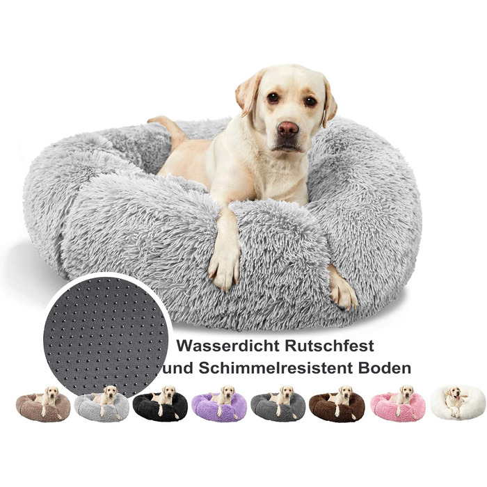 Кругле ліжко для собак та котів, ліжко-гніздо для домашніх тварин, кошик для собак, що можна прати, сірий колір, діаметр 60 см, 120 см